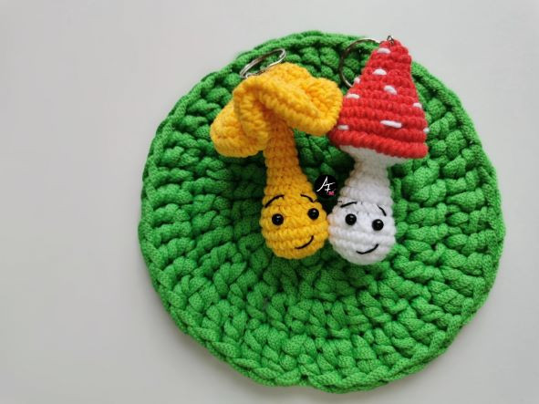 Mushroom keychain (fly agaric, charterelle, boletus) 