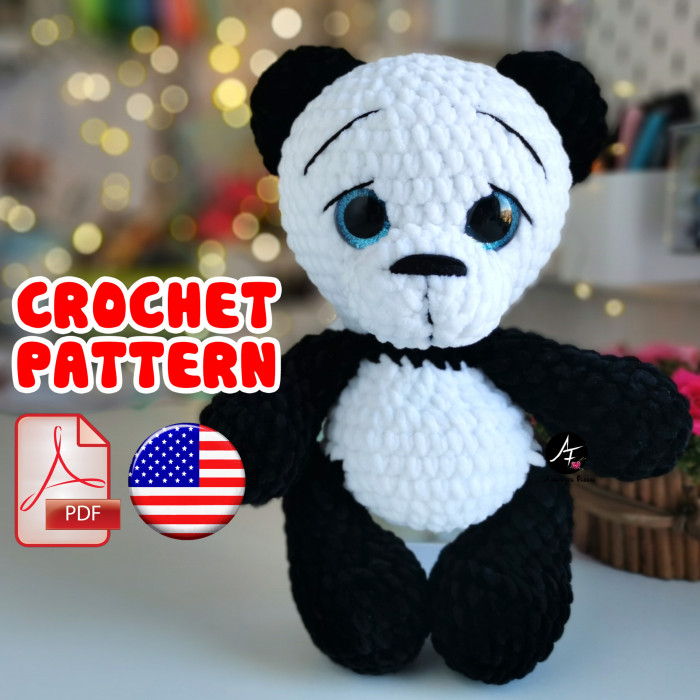 Crochet Pattern Panda bear from the series Big eyed animals