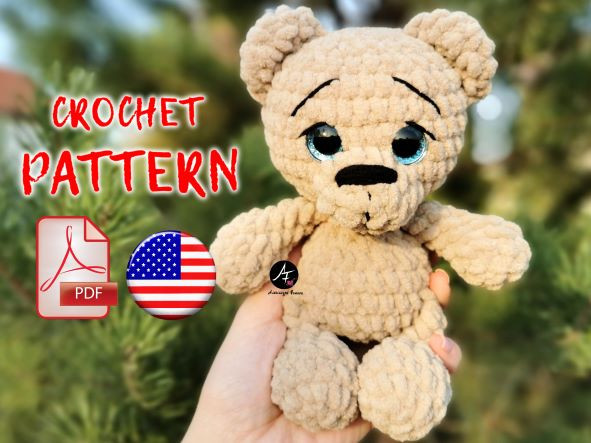 Crochet pattern Bear from the series mini Big eyed animals