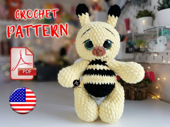 Crochet pattern Bee from the series Big eyed animals