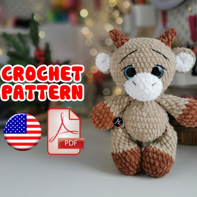 Crochet pattern Bull from the series Big eyed animals