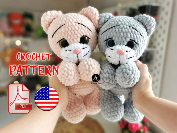 Crochet pattern Cat from the series Big eyed animals