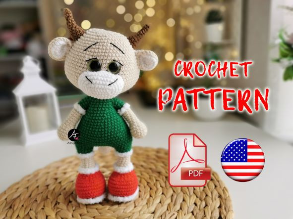 Crochet Pattern christmas Bull Borya