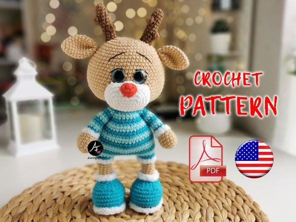Crochet Pattern christmas Deer Yasha