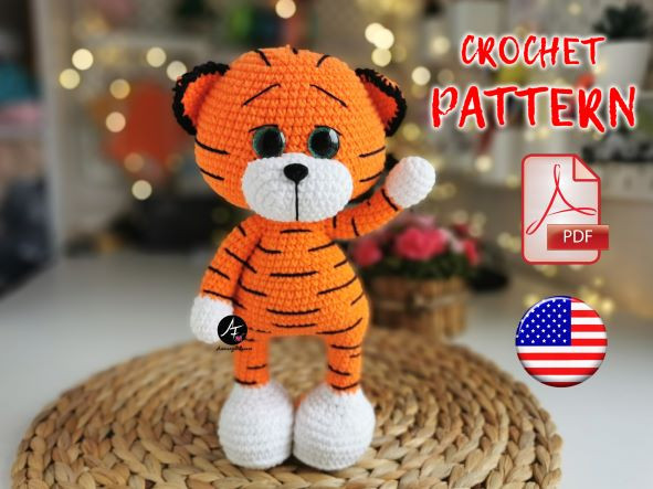 Crochet Pattern christmas Tiger Tishka