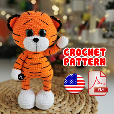 Crochet Pattern christmas Tiger Tishka
