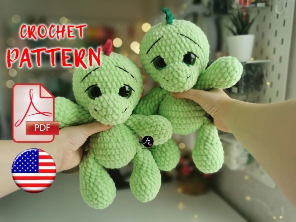 Crochet pattern Dinosaur from the series Big eyed animals