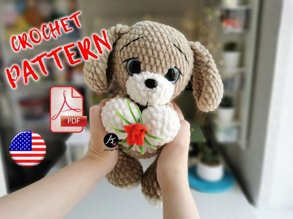 Crochet pattern Dog from the series Big eyed animals