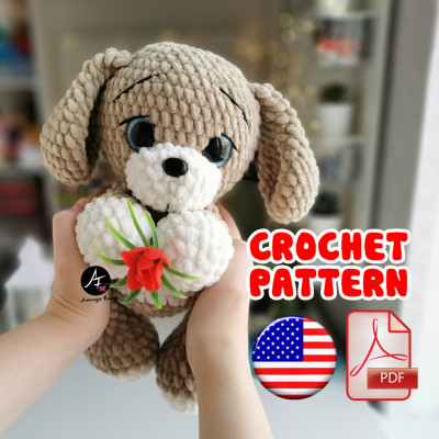 Crochet pattern Dog from the series Big eyed animals