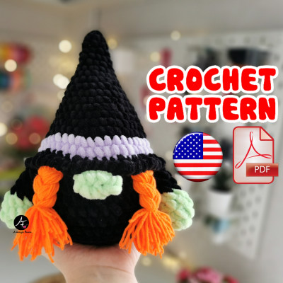 Crochet Pattern Halloween Gnome Whitch
