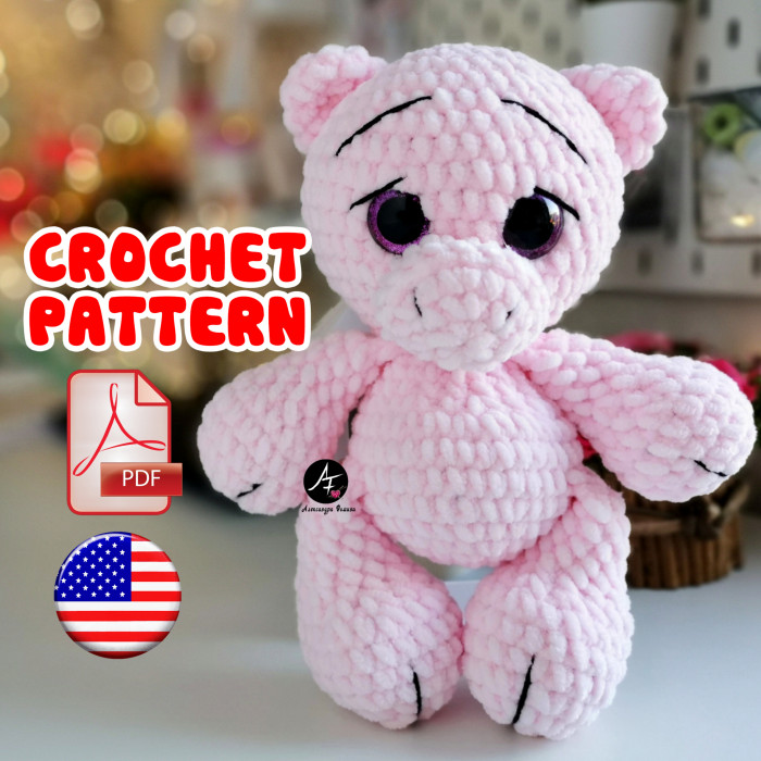 Crochet pattern Pig from the series Big eyed animals