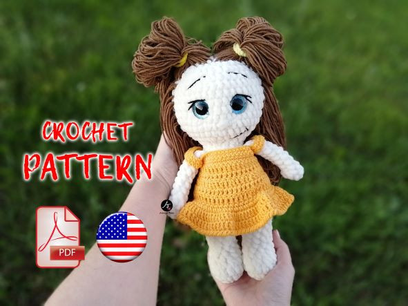 Crochet Pattern plush Doll Sasha