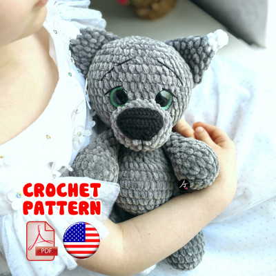 Crochet pattern Wolf from the series Big eyed animals