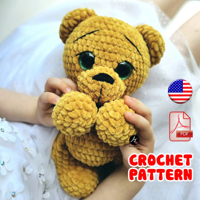 Crochet Pattern Bear from the series Big eyed animals