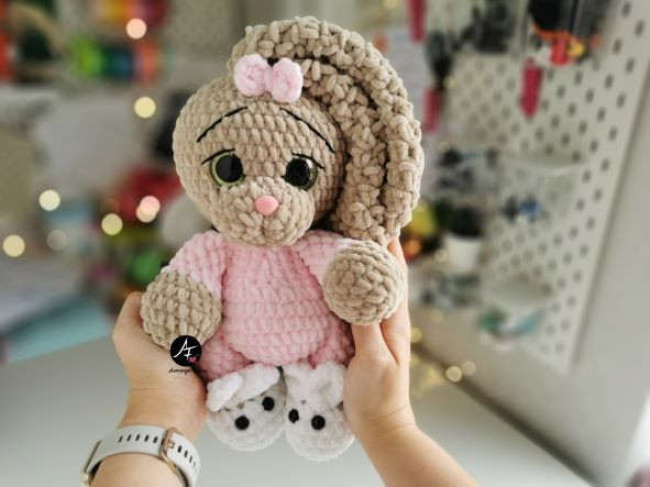 Bunny in pajamas from the series Big-eyed animals (crochet toy)