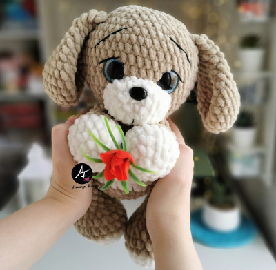 Dog from the series Big-eyed animals (crochet toy)