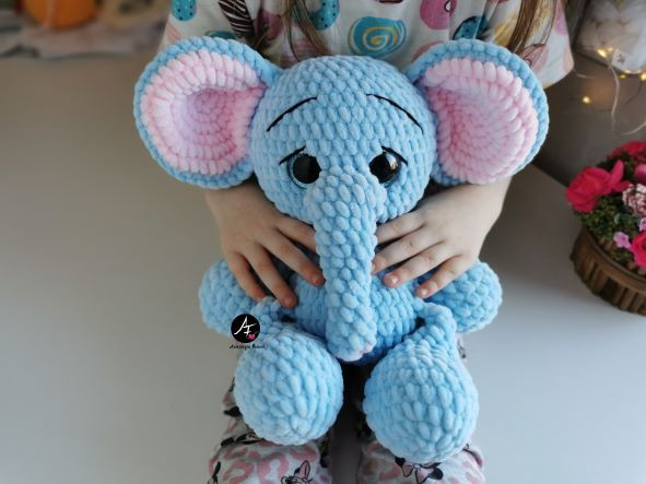Elephant from the series Big-eyed animals (crochet toy)