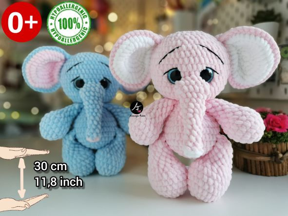 Elephant from the series Big-eyed animals (crochet toy)