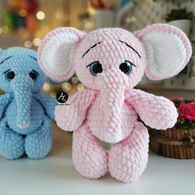 Elephant from the series Big-eyed animals (crochet toy)