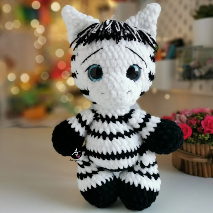 Zebra from the series Big-eyed animals (crochet toy)